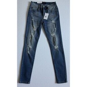 NWT Judy Blue Distressed/Destroyed Skinny Fit Mid Rise Jeans Size 3/26